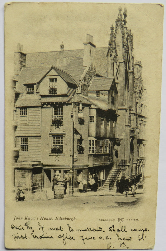 Vintage Postcard of John Knox's House, Edinburgh, 1903