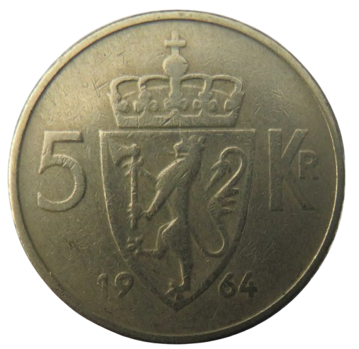 1964 Norway 5 Kroner Coin