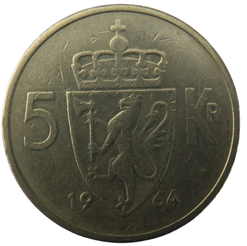 1964 Norway 5 Kroner Coin