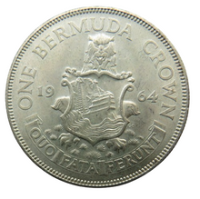 Load image into Gallery viewer, 1964 Queen Elizabeth II Bermuda Silver One Crown Coin
