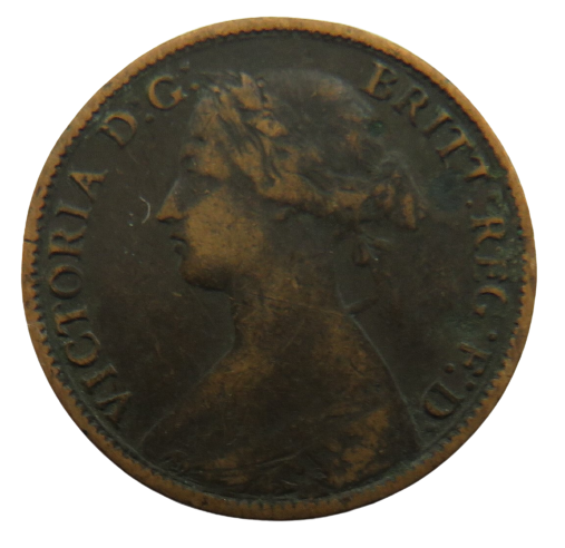 1861 Queen Victoria Bun Head Farthing Coin - Great Britain