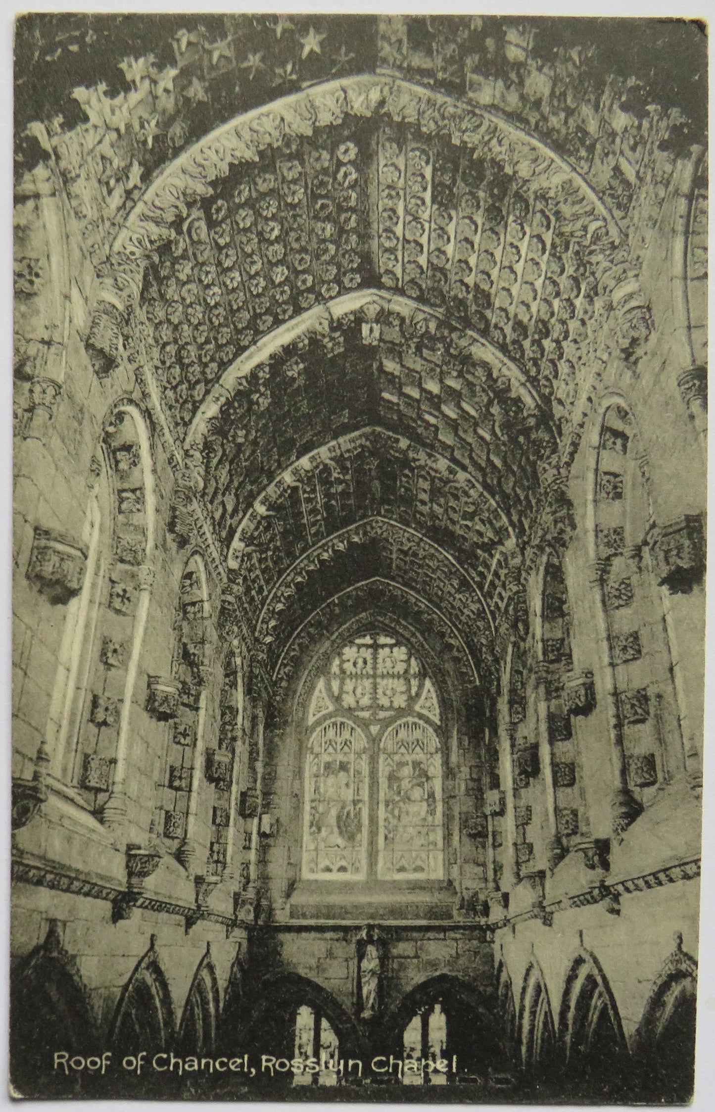 Vintage Postcard of Roof of Chancel, Rosslyn Chapel
