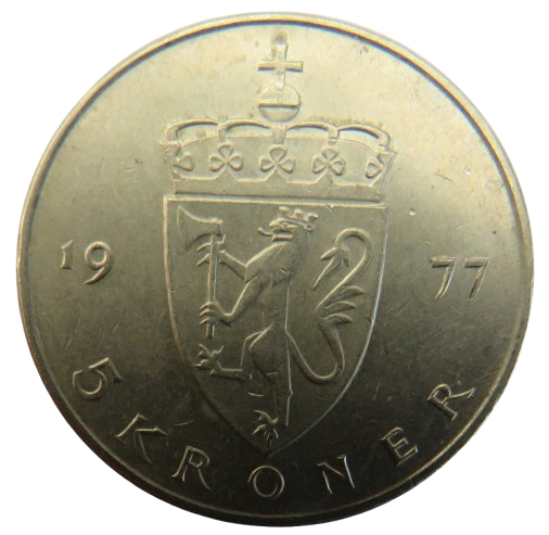 1977 Norway 5 Kroner Coin