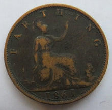 Load image into Gallery viewer, 1861 Queen Victoria Bun Head Farthing Coin - Great Britain
