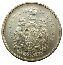 Load image into Gallery viewer, 1966 Queen Elizabeth II Canada Silver 50 Cents Coin
