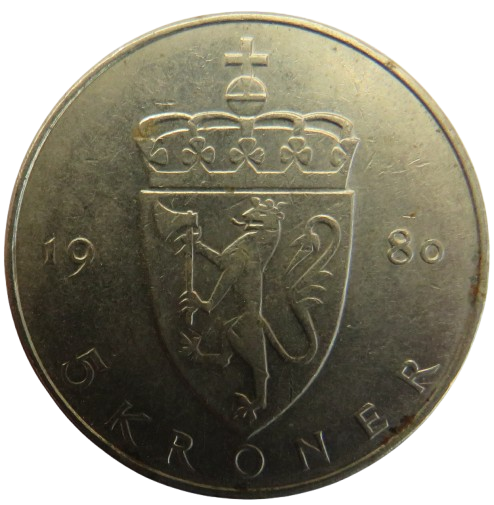 1980 Norway 5 Kroner Coin