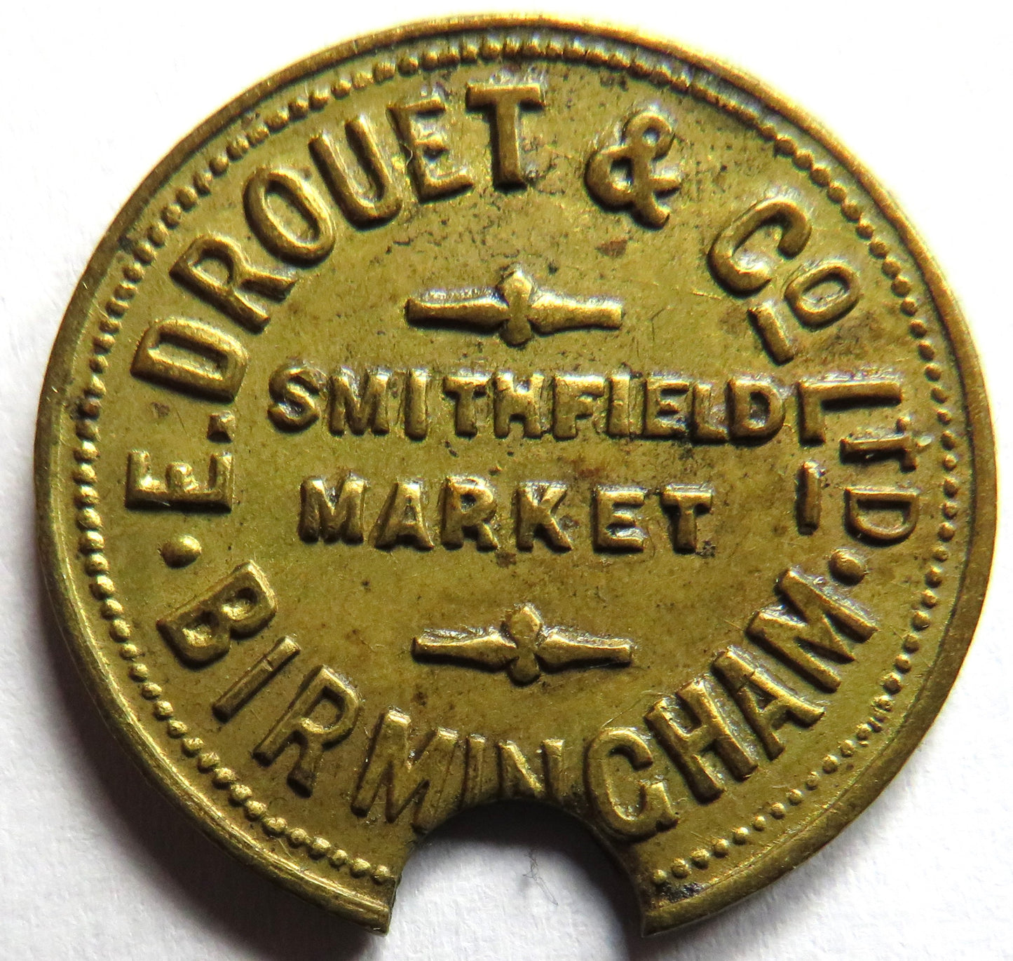 E. Drouet & Co Ltd Birmingham 2/- Token Smithfield Market