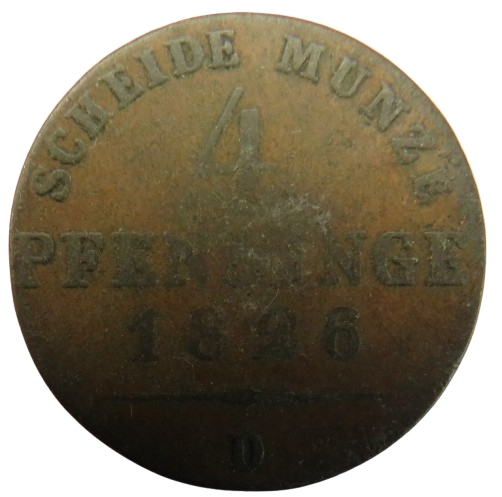 1826 German States Prussia 4 Pfennig Coin
