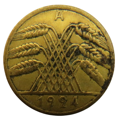 1924-A Germany - Weimar Republic 10 Reichspfennig Coin