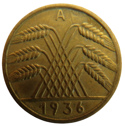 1936-A Germany - Weimar Republic 10 Reichspfennig Coin