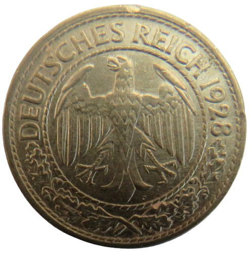 1928-A Germany - Weimar Republic 50 Reichspfennig Coin