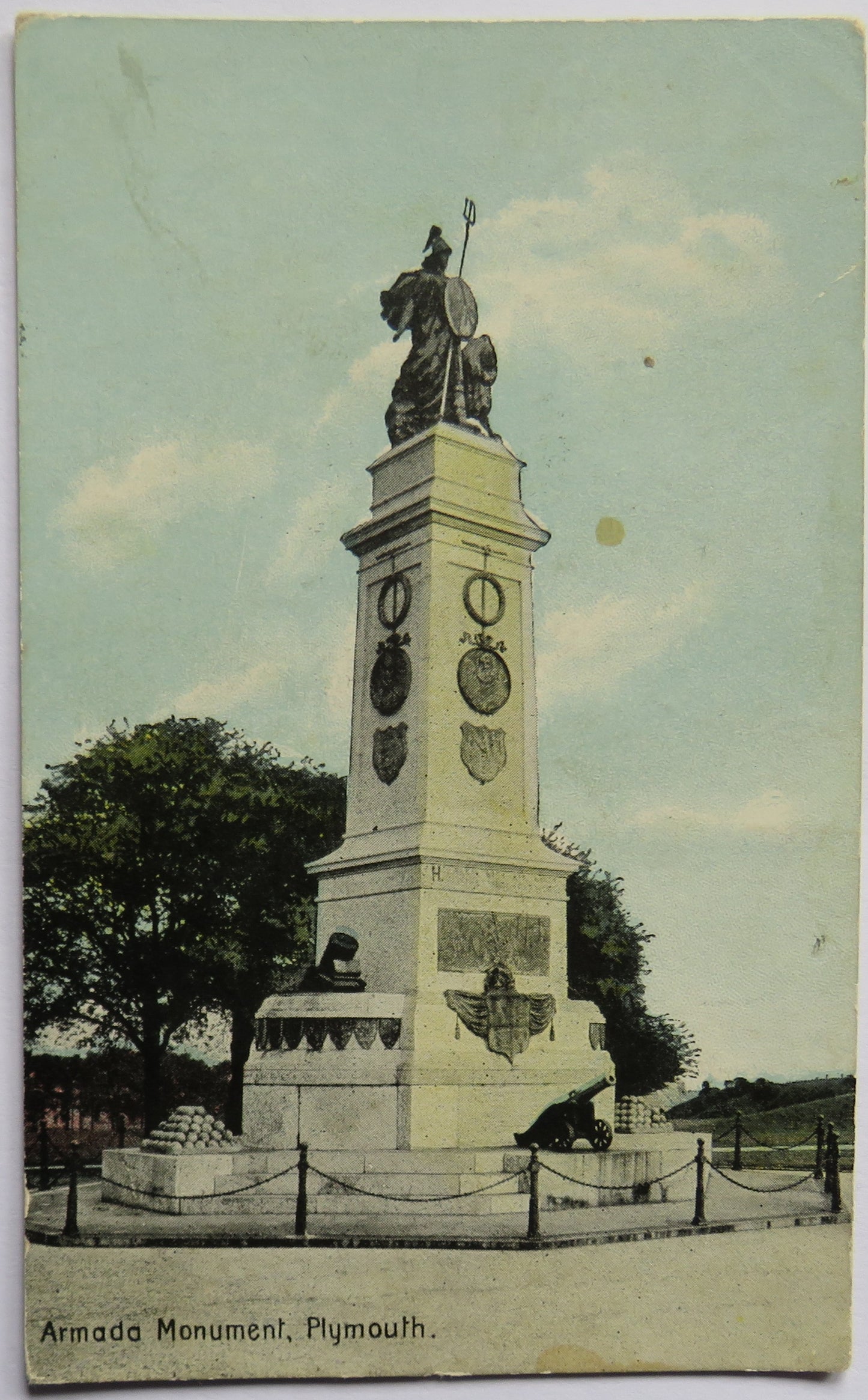 Vintage Postcard of Armada Monument, Plymouth