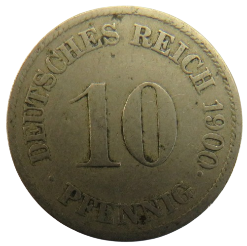1900-J Germany 10 Pfennig Coin