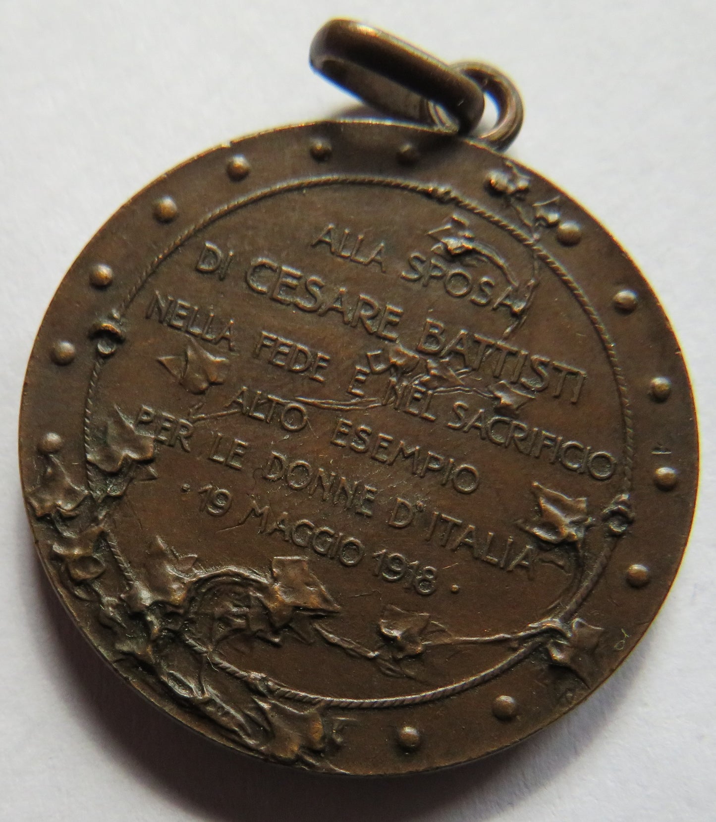 Alla Sposa Di Cesare Battisti 1918 Italy Bronze Medal
