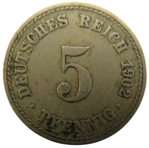 1902-A Germany 5 Pfennig Coin