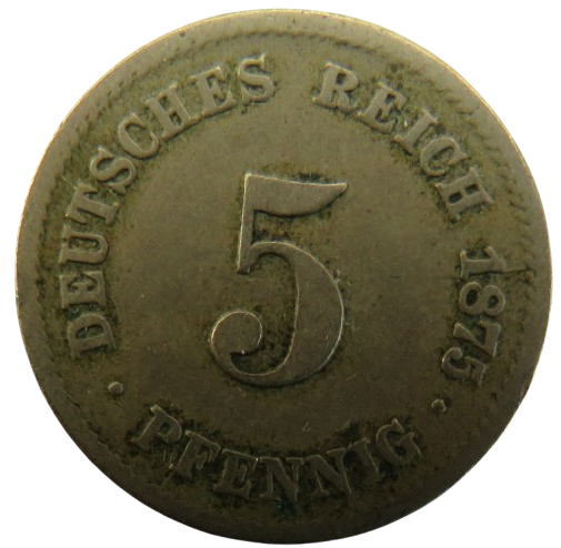 1875-G Germany 5 Pfennig Coin