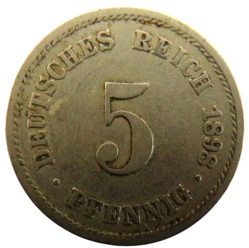 1898-F Germany 5 Pfennig Coin