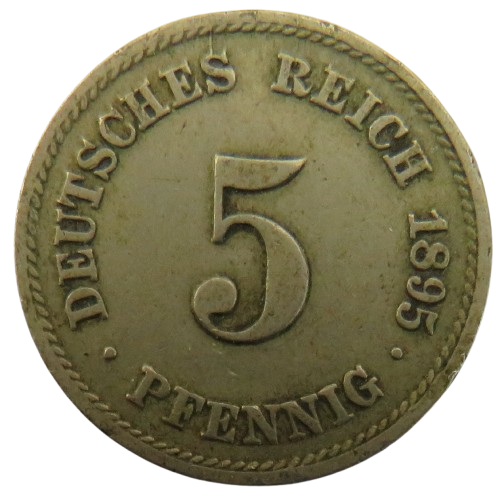 1895-F Germany 5 Pfennig Coin
