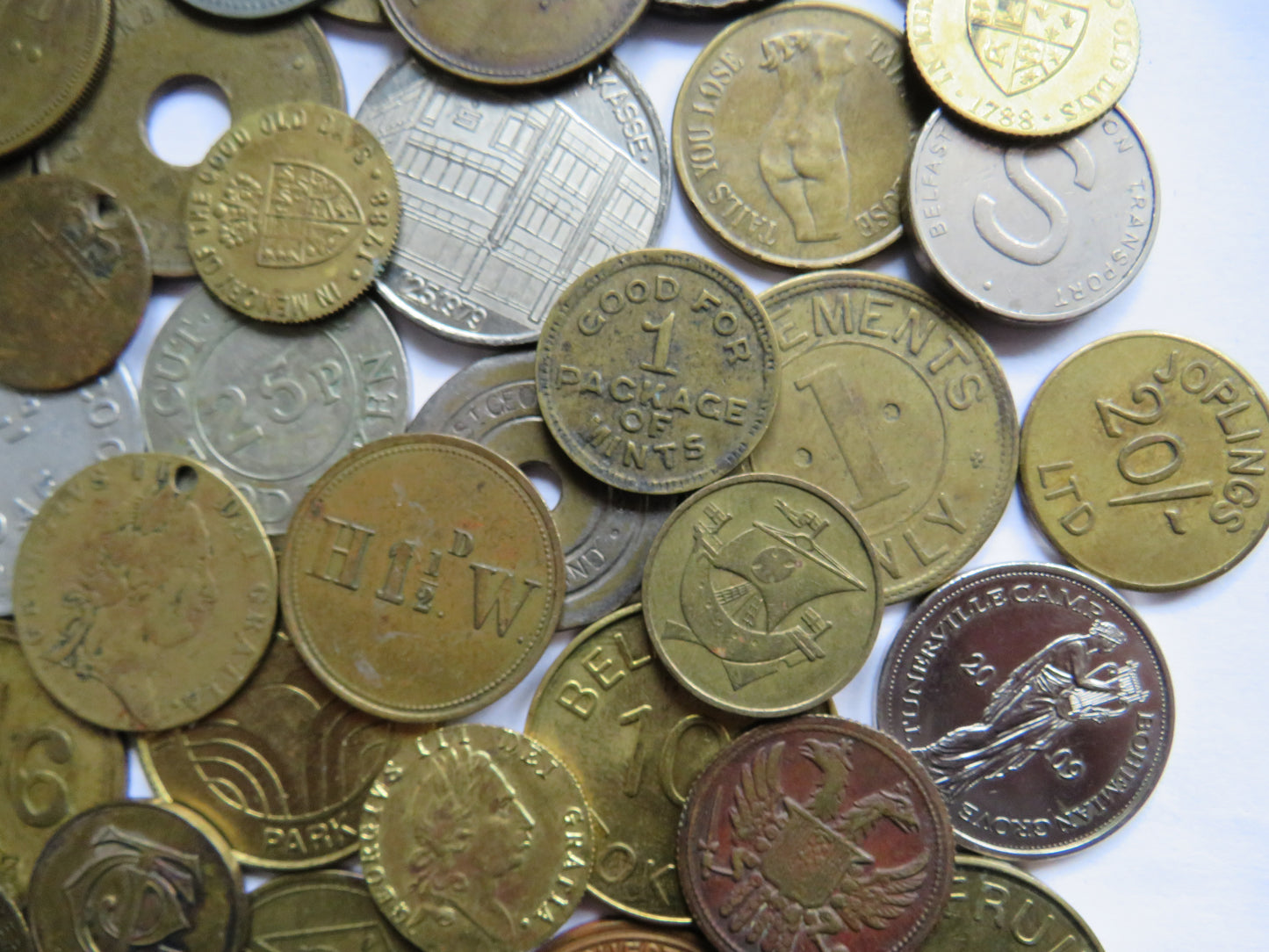 Large Collection of Antique & Vintage Tokens, Inc Gaming Tokens etc