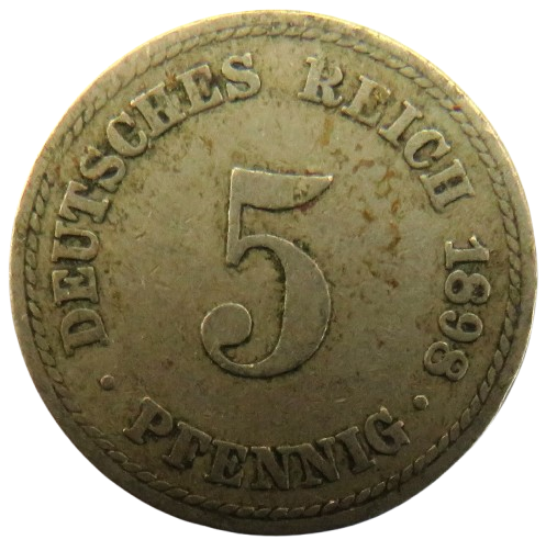 1898-A Germany 5 Pfennig Coin