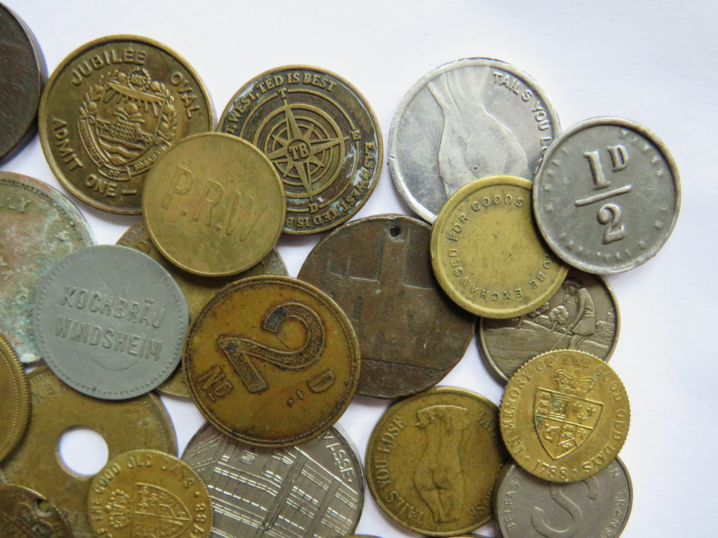 Large Collection of Antique & Vintage Tokens, Inc Gaming Tokens etc
