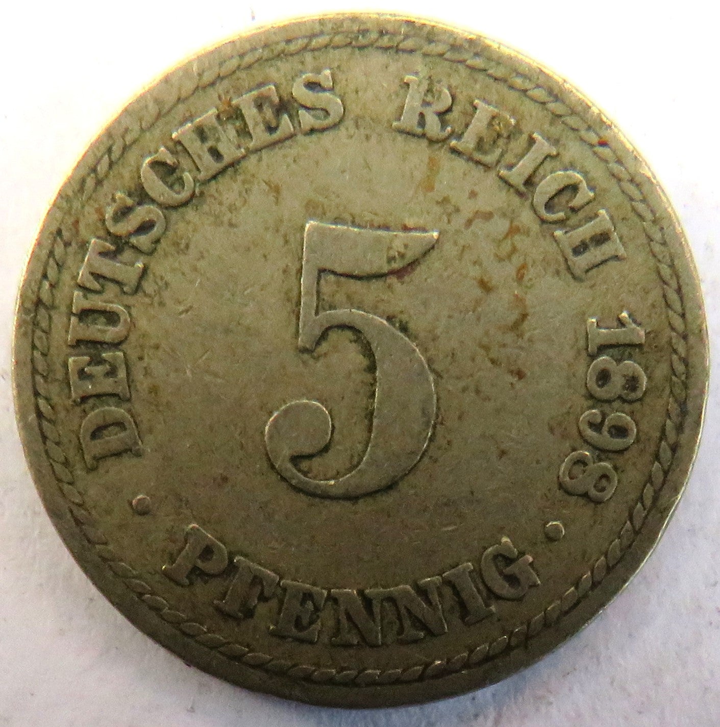1898-A Germany 5 Pfennig Coin