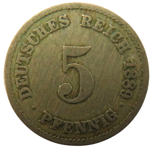 1889-G Germany 5 Pfennig Coin