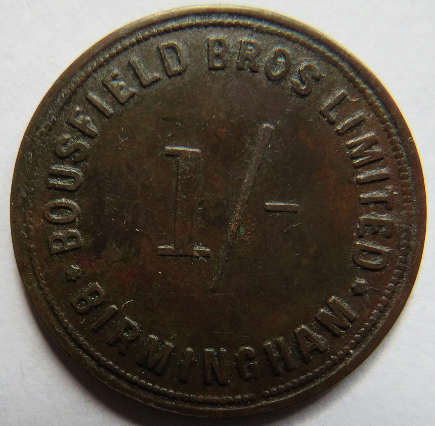Bousfield Bros Limited Birmingham 1/- One Shilling Token