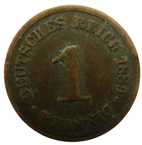 1889-F Germany One Pfennig Coin