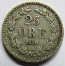 Load image into Gallery viewer, 1875/4 Sweden Silver 25 Ore Coin
