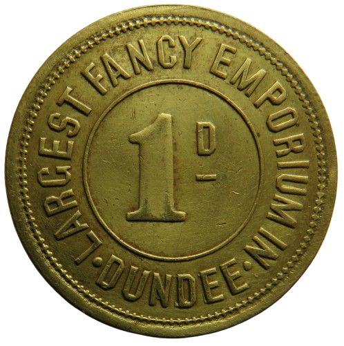 Samuel Lees Dundee 1d One Penny Token Largest Fancy Emporium