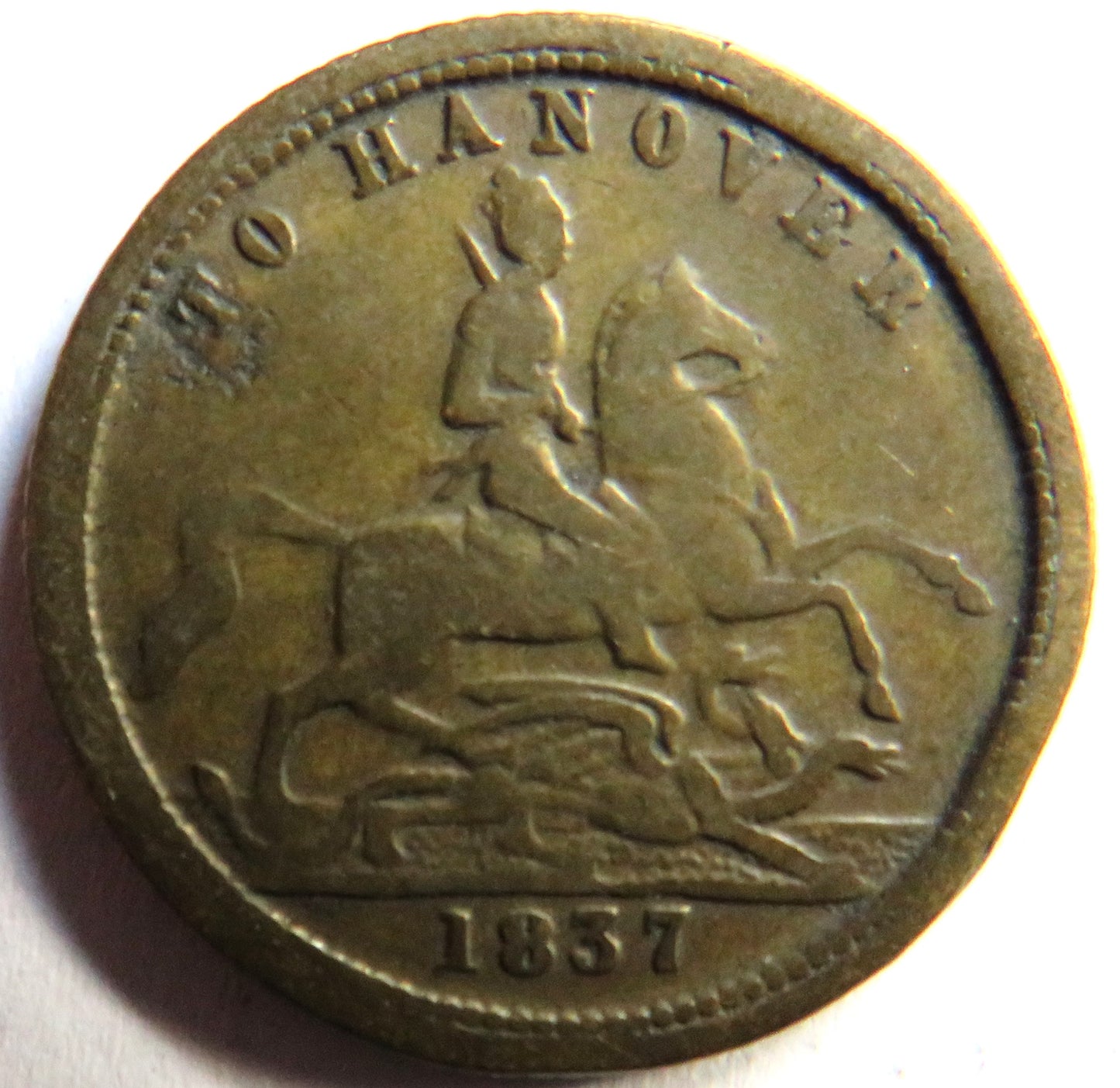 1837 Queen Victoria " To Hanover" Cumberland Jack Gaming Token