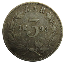 Load image into Gallery viewer, 1893 South Africa Silver Threepence Coin
