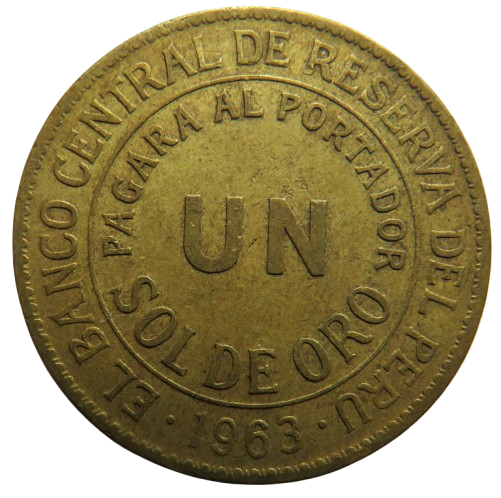 1963 Peru One Sold De Oro Coin