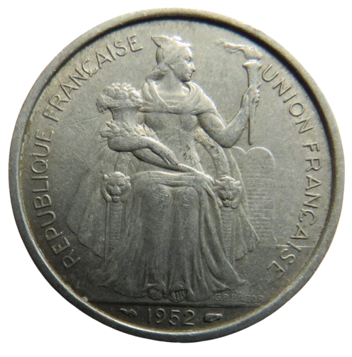 1952 New Caledonia 5 Francs Coin