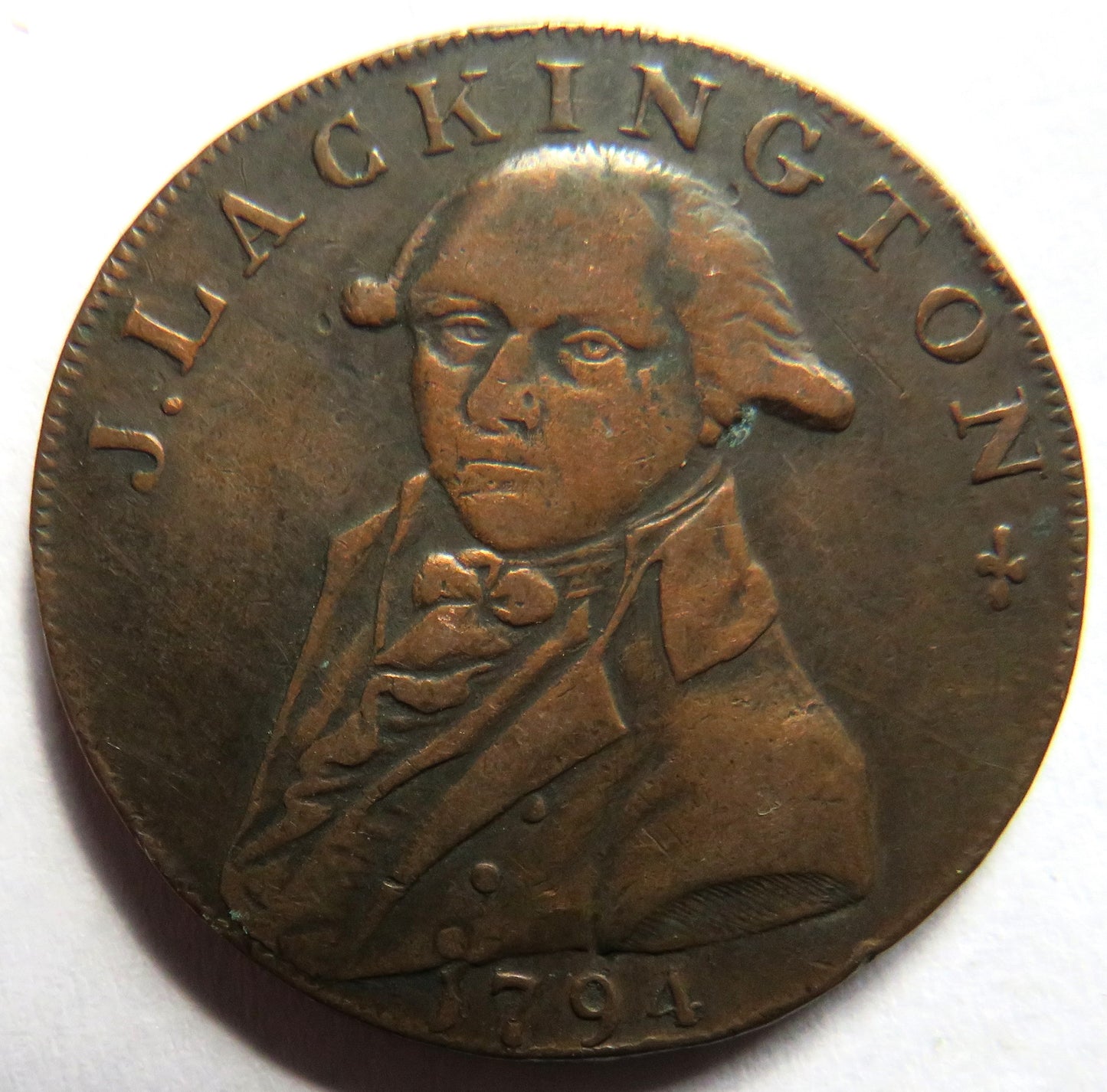 1794 J. Lackington Allen Halfpenny Token Cheapest Booksellers In The World