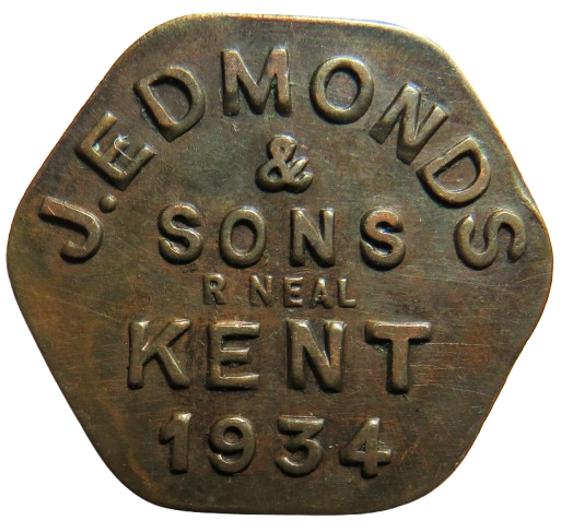 J. Edmonds & Sons Kent 1934 Token