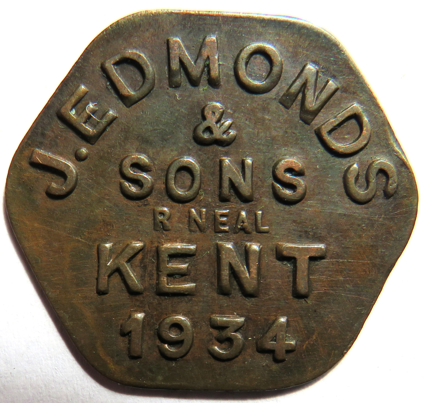 J. Edmonds & Sons Kent 1934 Token