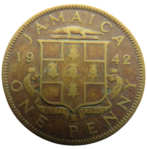 1942 King George VI Jamaica One Penny Coin
