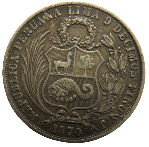 1870 Peru Silver One Sol Coin