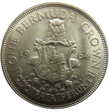 Load image into Gallery viewer, 1964 Queen Elizabeth II Bermuda Silver One Crown Coin
