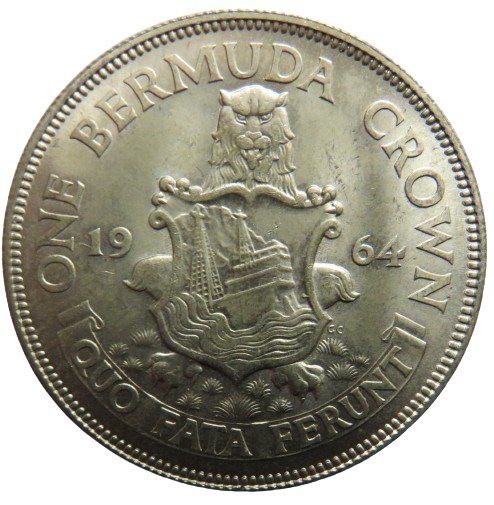 1964 Queen Elizabeth II Bermuda Silver One Crown Coin