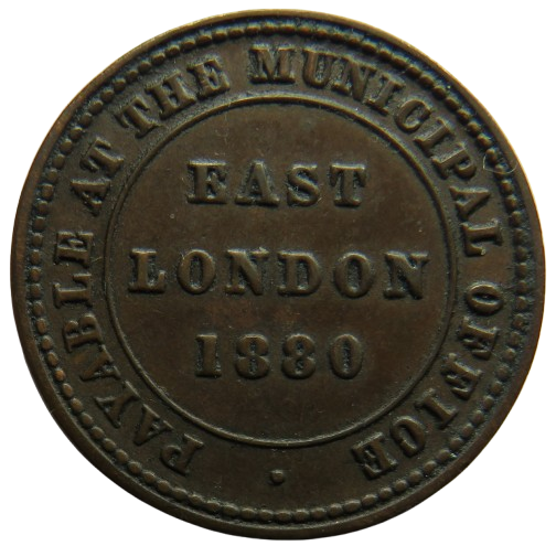 1880 East London Municipality 1d One Penny Token South Africa