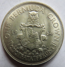 Load image into Gallery viewer, 1964 Queen Elizabeth II Bermuda Silver One Crown Coin
