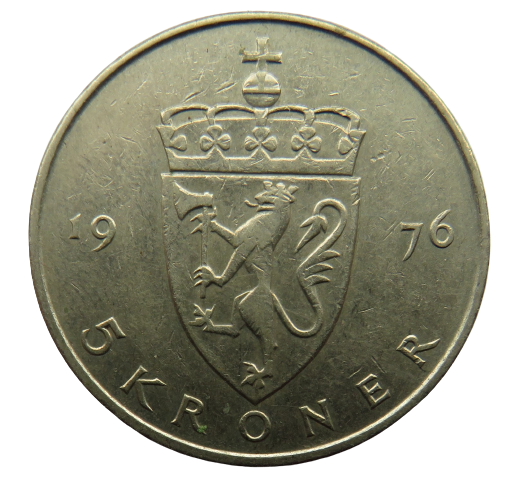 1976 Norway 5 Kroner Coin