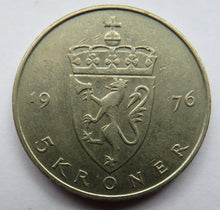 Load image into Gallery viewer, 1976 Norway 5 Kroner Coin
