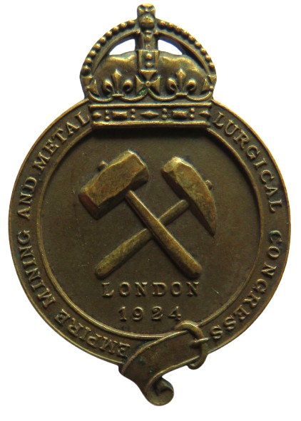 Empire Mining and Metal Lurgical Congress London 1924 Badge