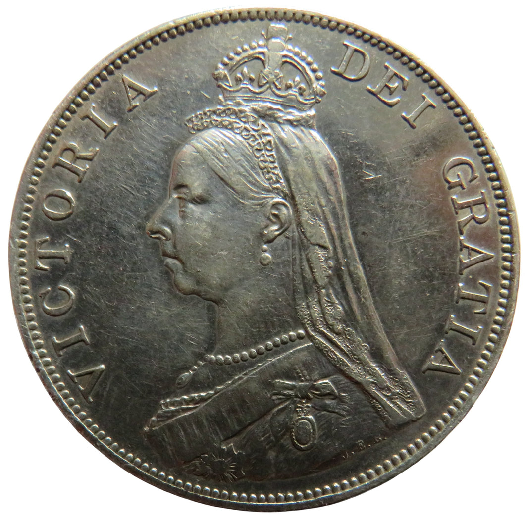 1890 Queen Victoria Silver Double Florin Coin - Great Britain