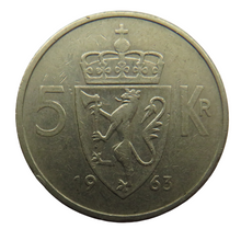 Load image into Gallery viewer, 1963 Norway 5 Kroner Coin
