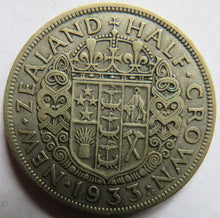 Load image into Gallery viewer, 1933 King George V Silver New Zealand Halfcrown Coin
